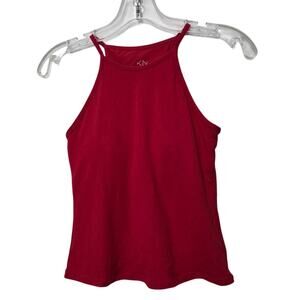 Klassy Network Red Built-in-Bra Racerback High Neck Brami Basic Tank Top Small